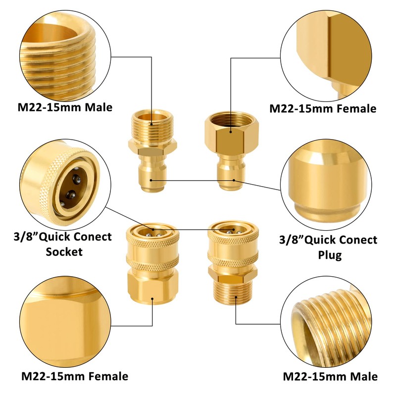 STYDDI Pressure Washer Adapter Kit, Ultimate Quick Disconnect Kit, M22-15