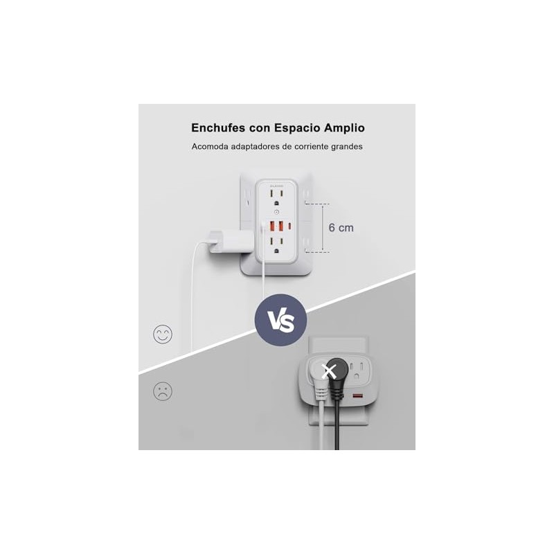 Extensor de Enchufe de Pared, Protector de Sobretensión, Extensor Enchufe