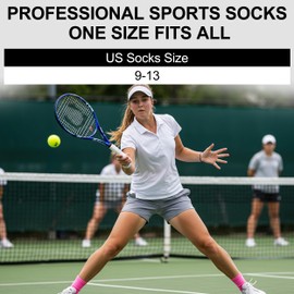 HUSO Compression Tennis Socks Athletic Crew Socks for Men Women Climbing Running Cycling Hiking Basketball,Pink 1-Pack