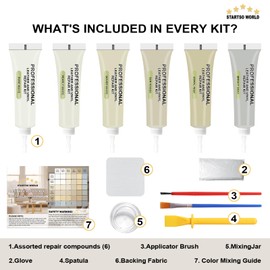 STARTSO WORLD Cream Leather Repair Kit for Furniture, Leather & Vinyl Repair kit for Car Interior, Couches, Car Seat, Jacket, Sofa, Boat or and Purse, Restores Faux, Artificial, Genuine Pleather