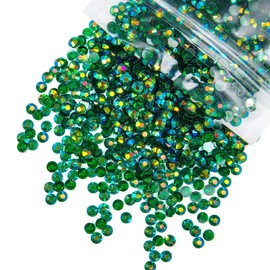 qiipii 2700PCS 4mm Transparent Emerald Green AB Resin Rhinestones for Crafting Clear Dark Green Flatback Jelly Stones Bulk SS16 Diamonds Gems for Nails Face Eyes Makeup Tumblers Crafts Decor Clothes