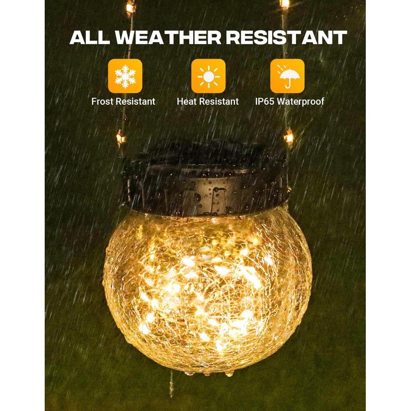 PARTPHONER Solar Lights Outdoor Waterproof 12-Pack, Solar Powered Hanging Lantern