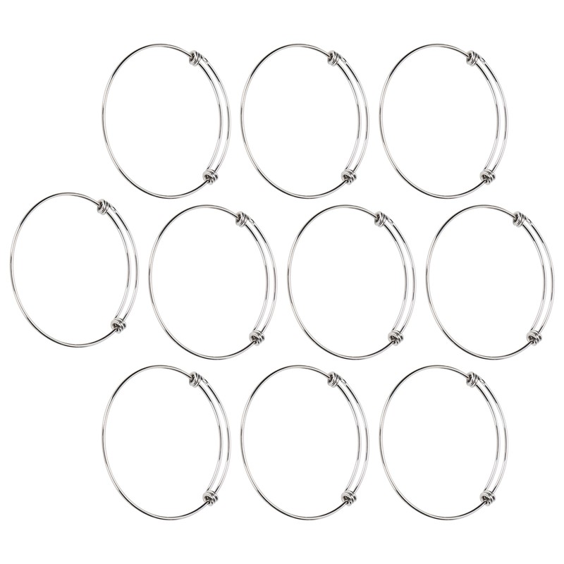 10Pcs Stainless Steel Bangle 1.6mm Adjustable Expandable Coil Bracelet DIY