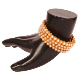 Touchstone New Indian Bollywood Fashion Handcrafted Masterly Embellished with Faux Pearls Designer Jewelry Bracelets Bangle. Set of 2 in Antique Gold Tone for Women