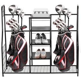 Home-it Golf Organizer Extra Large - Golf Bag Sports Dual Storage Organizer, Perfect for Golfing Bags, Clubs, Balls, Gadgets, Accessories & Equipment, Golf Organizer Rack for Garage and Basement