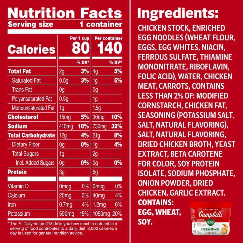 Campbell's Healthy Request Chicken Noodle Soup, 15.3 Oz Microwavable Bowl