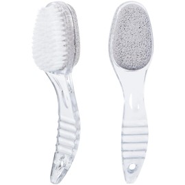 2 Pcs Foot Pumice Stone Brush Calluses Remover, Ooloveminso Large Foot Scrubber Foot File with Handle 2 in 1 Suitable for Horniness Foot Spa, Foot Care Smooth Skin (Transparent)