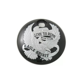 V-twin manufacturing Black w/chrome Live to Ride Eagle Fuel Door for 2008-UP Harley Touring