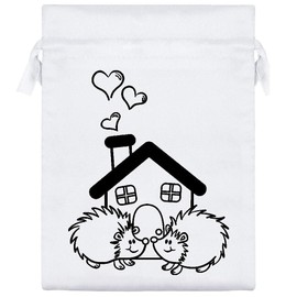 Azeeda 20cm 'Hedgehog Home' Satin Drawstring Bag/Pouch (SB00019088)