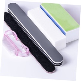 Baluue 1set Professional Nail Files and Cleat Shaped Nail Dust Brushes for Manicure and Pedicure Round Sanding Bar