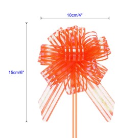 Unifizz 5pcs 4 Inch Large Organza Pull Bow with Chiffon Ribbon for Baskets Wedding Wrapping（Orange）