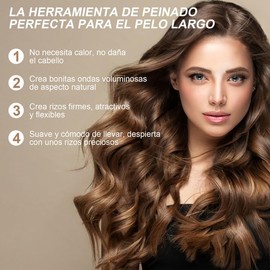 CAVIGLTE Tubos para Cabello, 4PCS Heatless Curls, Tubos para Rizar El Cabello Con Pañuelos de Seda, Rizos sin Calor, Ondas sin Calor, Rulos para Cabello, Herramientas de Peluquería