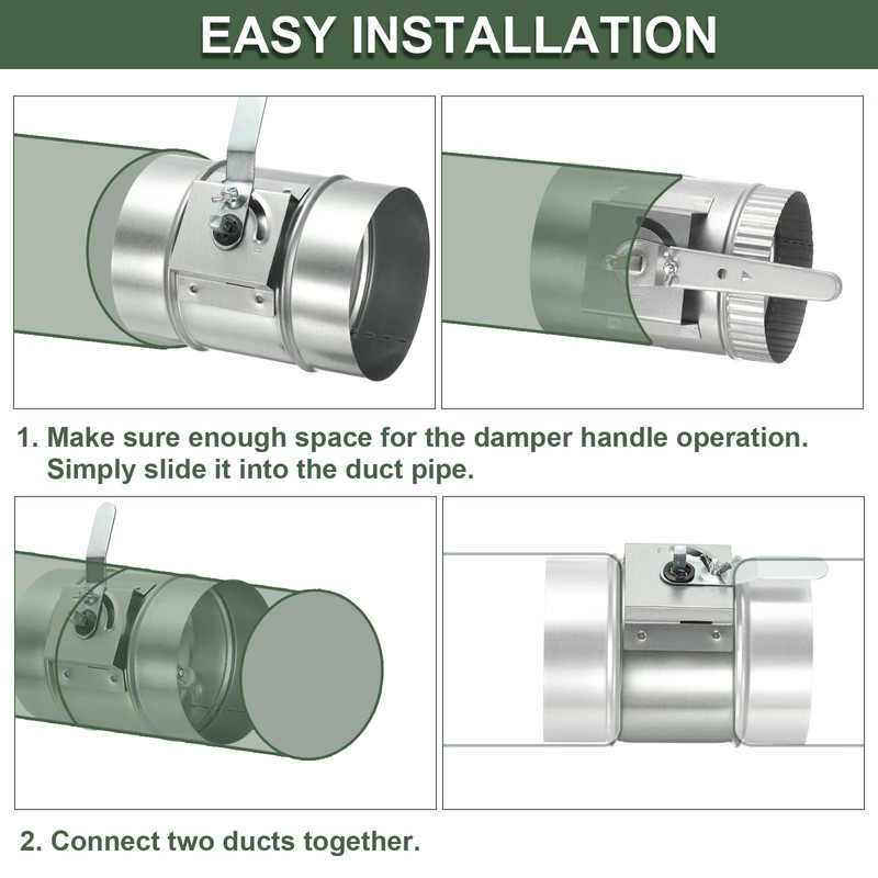YOKIVE 4.9-inch HVAC Duct Manual Volume Backdraft Damper, Galvanized Iron