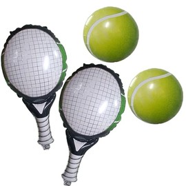 DIADARL 4Pcs Green Tennis Party Balloons Decorations Tennis Ball Foil Mylar Balloons for Men Women Sports Tennis Themed Birthday Party Supplies Sports Birthday Party Decorations Tennis Baby Shower