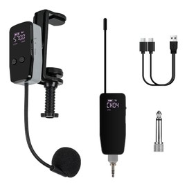 MICNAUX UHF Wireless Violin Microphone System, Rechargeable Clip-on Instrument Microphones with Transmitter and Receiver for Musicians, Teachers, Stage Performances, Active PA Systems - 98ft Range