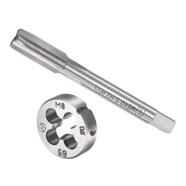 CoCud Tap Dice Tap and Die Set M8 x 0.5 Thread High Speed Steel Machine Screw Tap Land Die Tool for Screw Tapping 1 Set