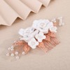 Teyglen Rose Gold Leaf Flower Headpiece with Pearl Wedding Hair