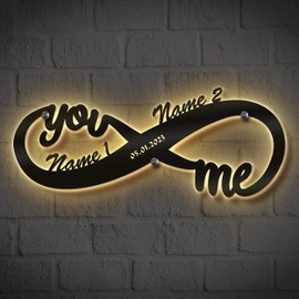 Schlummerlicht24 LED Infinity Sign With Name Love Tokens Of Love For Wedding, Engagement, Anniversary, Wedding Gifts, Living Room, Bedroom, Girlfriend, Partner Gift