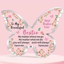 JETTOP Bestie Gifts for Women Gifts for Bestie Birthday Xmas Gifts for Bestie Butterfly Plaque Acrylic Best Bestie Ever