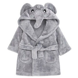 Babytown Cute Baby Velvety Soft Hooded Animal Dressing Gown Grey 18-24 months