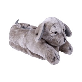 Happy Feet Slippers Gray Puppy Animal Slippers for Adults and Kids, Cozy and Comfortable, As Seen on Shark Tank (Small)