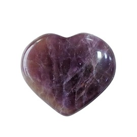 karma gems Amethyst Crystal 1 Inch Mini Heart Puff Stone - Pocket Massage Worry Stone for Natural Body Chakra Balancing, Reiki Healing and Crystal Grid