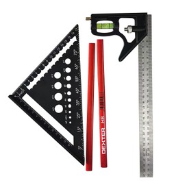 MANUFORE 7in Carpenter Square and 12in/30cm combination square set with 2pcs Carpenter Pencil