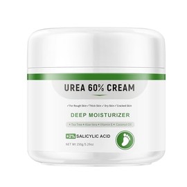 Crema de urea 60 por ciento para pies de máxima fuerza más ácido salicílico 2%, loción de pies de árbol de té para pies secos, crema para pies hidrata