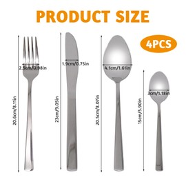 Mritrit Cutlery Set, Crockery Set for 1 People, Stainless Steel Cutlery 4 Pieces, Cutlery Set for Family Party and Restaurant