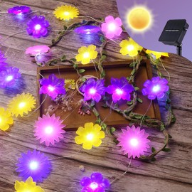 Flower Solar Lights for Outside Flower Fairy String Lights Floral Garland Lights Waterproof Blossom Decoration Yard Outdoor Balcony Garden 40LED 14ft Decor