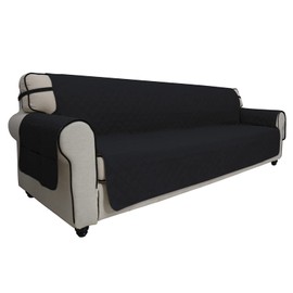 Easy-Going Sofa Slipcover Waterproof Sofa Cover Couch Cover for 4 Cushion Couch with Elastic Straps Washable Non-Slip Furniture Protector Cover for Pets, Dogs, Cat (XX-Large, Navy)