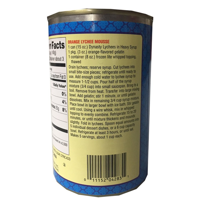 Dynasty Peeled Whole Lychee in Heavy Syrup 15 oz (2