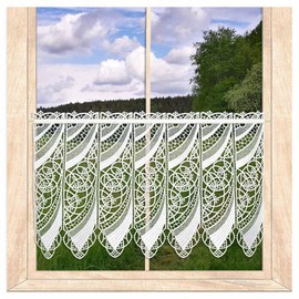 atelier alles-Spitze White lace panel curtain Malu made of real Plauen air lace embroidery fairy house curtain (height x width 35 x 112 cm)