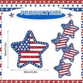 24 PCS Independence Day Star Shaped Placemats Set, 12" x 12" Patriotic American Flag Red White Blue Star Placemat Disposable Table Mats for 4th of July Party BBQ Picnic Dining Table Decoration