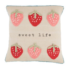 Mud Pie Strawberry Crochet Pillow