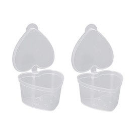 HugeDE 30 Pcs 45ml Heart Shaped Slime Storage Containers Small Plastic Box with Lids Sauce Cups Souffle Cups