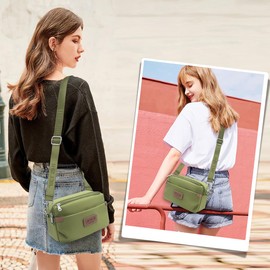 REETEE Women's Shoulder Bag Waterproof Nylon Small Handbag Women's with Many Compartments Crossbody Bags for Women, Small Women's Shoulder Bags with Adjustable Removable Wide Strap, Green