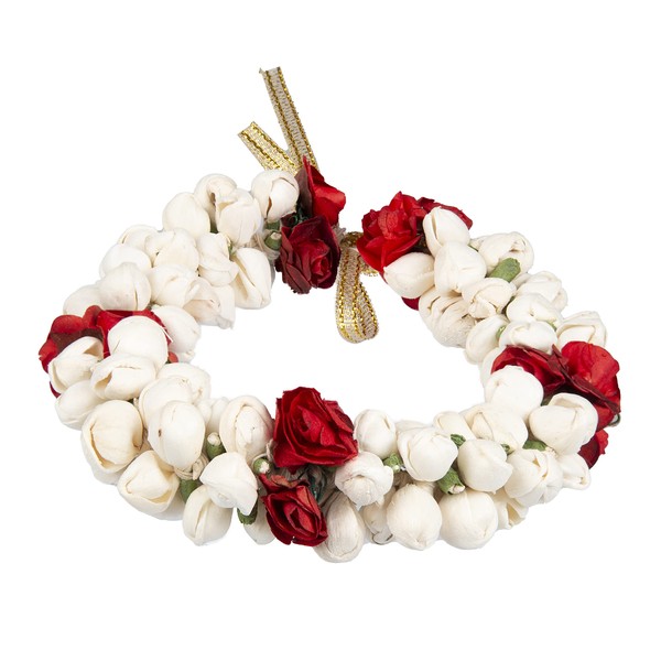 Aakarshana Jewels Accesorios para el cabello estilo tradicional indio rojo y blanco
