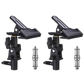 WELLAMKING 2PCS Photo Studio Reflector Holder 180 Rotation Heavy Duty Tripod Metal Clamp Holder with 1/4" & 3/8" Screw Adapter for Photo Studio Screen Backdrop Umbrella Light Stand