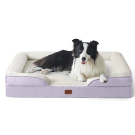 Bedsure Orthopedic Dog Beds Large Sized Dog - Washable Large Dog Cat Bed Waterproof, Comfort Dogs Couch Sofa with Washable Removable Cover, Pet Bed with Nonskid Bottom, Lavender, 35"