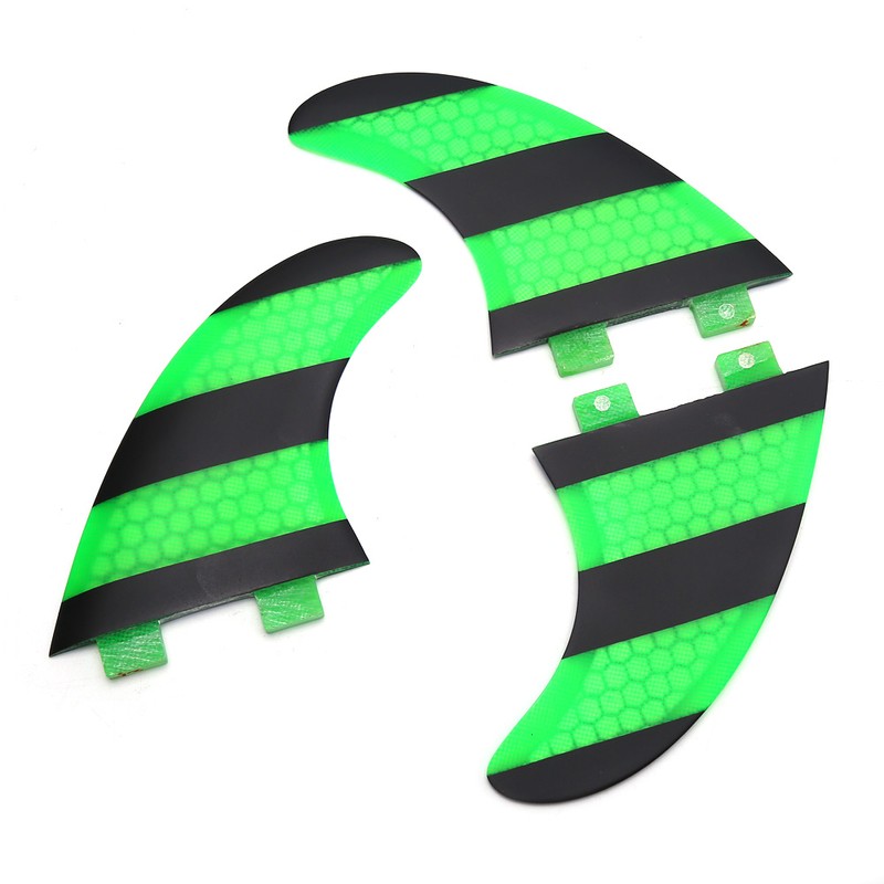 Green Black FCS G5 Surf Fins Surfboard Fiberglass Comb Tri