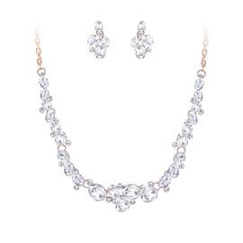 EVER FAITH Oval Austrian Crystal Prom Jewellery Beautiful Bridal Necklace Earrings Set Clear Gold Tone, Crystal