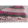 Handmade Crochet Granny Square Blanket, Pink, White and Grey, 108