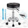 HMTOT Round Rolling Stools PU Leather Seat Height Adjustable Swivel