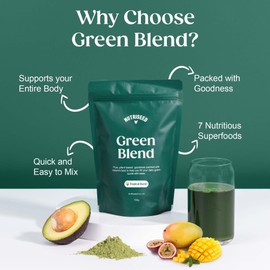 Nutriseed Greens Powder 150g - Natural & Fresh Tropical Burst Super Greens Powder with Superfoods & Adaptogens Including Ashwagandha, Boosts Digestion & Immunity, Vegan & Gluten Free - 30 Servings.