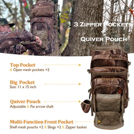 NEW VIEW Bow Hunting Backpack with Bow Holder, Camo Hunting Backpacks for Men, Large Saddle Hunting Pack for Compound Bow, Bow Hunting Accessories Gear