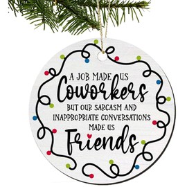 Gifts for Coworkers, Funny Christmas Ornaments 2024, Gifts for Women, Men, Best Friend, Work Bestie, Friendship, Coworker Leaving Gifts, Retirement Gifts Women Men Ceramic Ornament