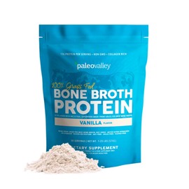 Paleovalley 100% Grass Fed Beef Bone Broth Protein Powder - Rich in Collagen Peptides for Hair, Skin, Gut Health, Bone and Joint Support - 13g Protein Per Serving - No Gluten or GMOs - Vanilla