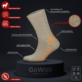 GoWith 1 Pair Alpaca Wool Socks for Men/Women, Norwegian Warm Winter Socks, Thermal Crew Boot Socks, Unisex Heated Socks