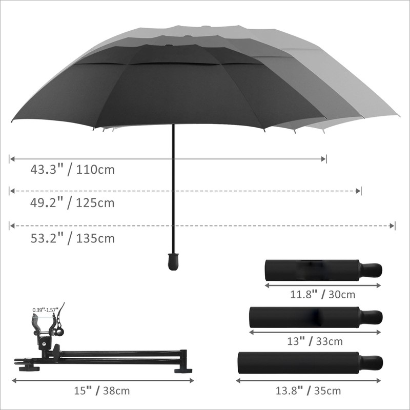 DUOUPA Adjustable Sun Umbrella with Clamp Clip UPF 50+ Portable